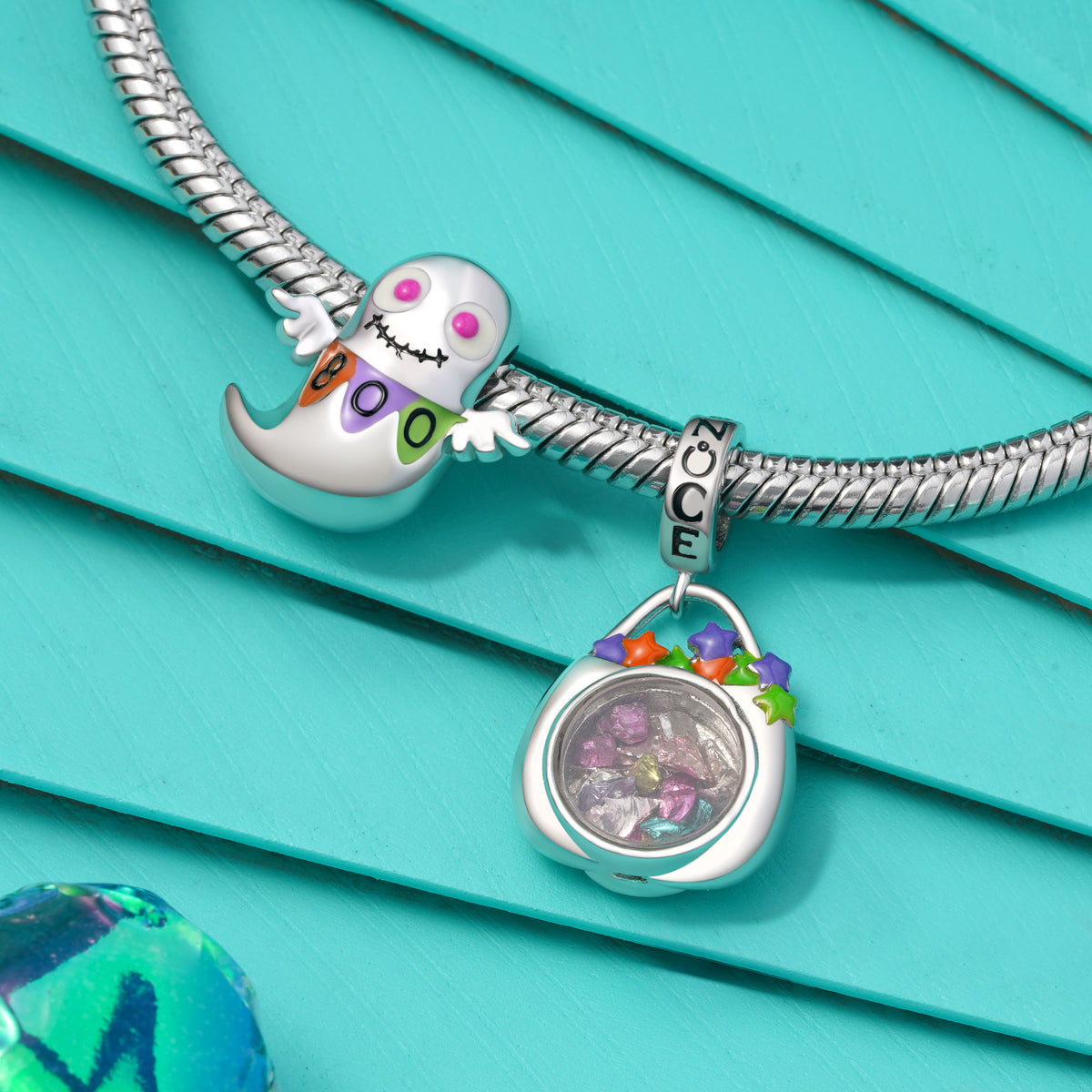 Gnoce Halloween Pumpkin Basket Pendant Dangle Charm_3