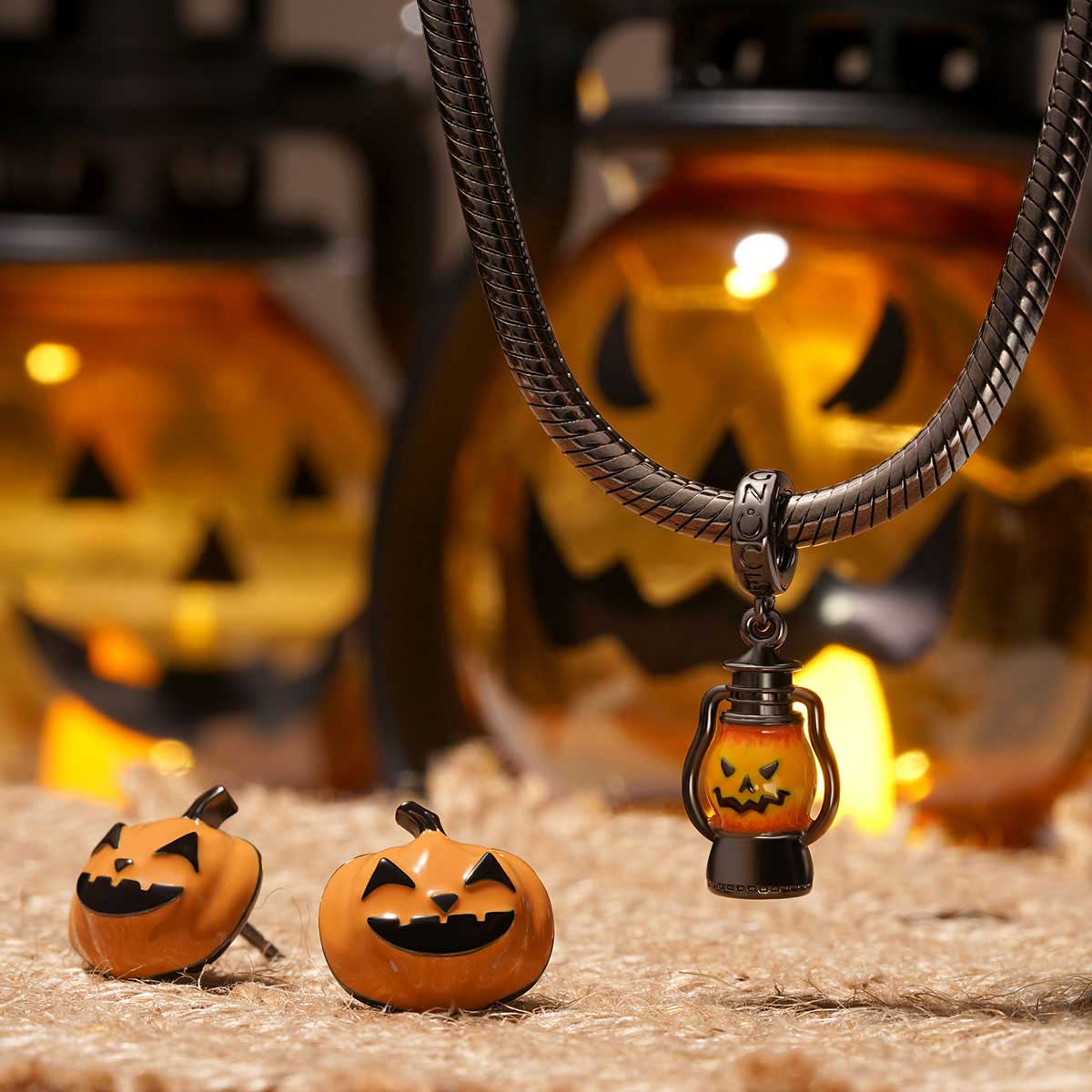 Gnoce Halloween Pumpkin Lantern Charm_3