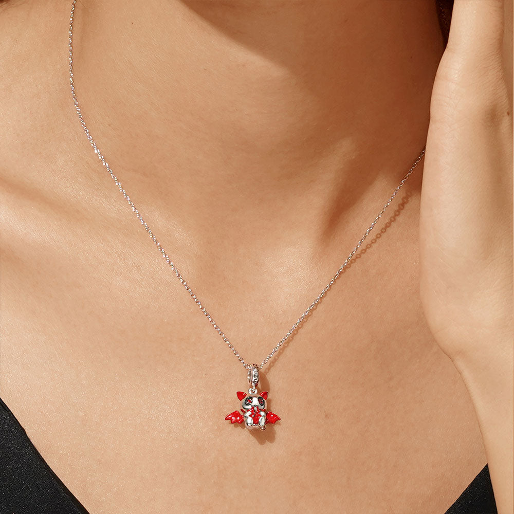 Gnoce Evil Bat Embraces Heart Charm Platinum-plated Silver Blend_7