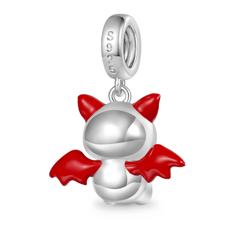 Gnoce Evil Bat Embraces Heart Charm Platinum-plated Silver Blend_2