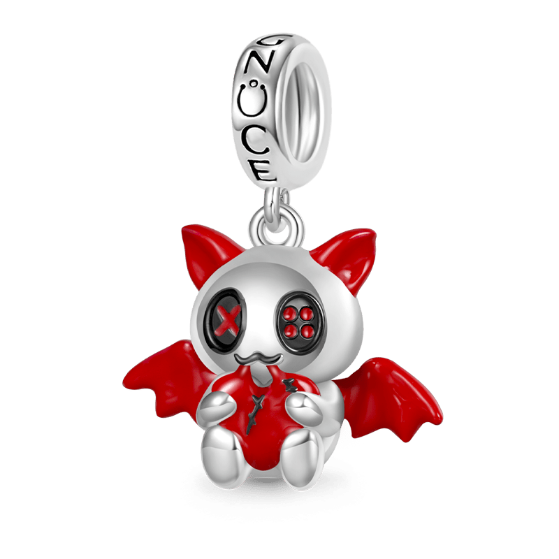 Gnoce Evil Bat Embraces Heart Charm Platinum-plated Silver Blend_1
