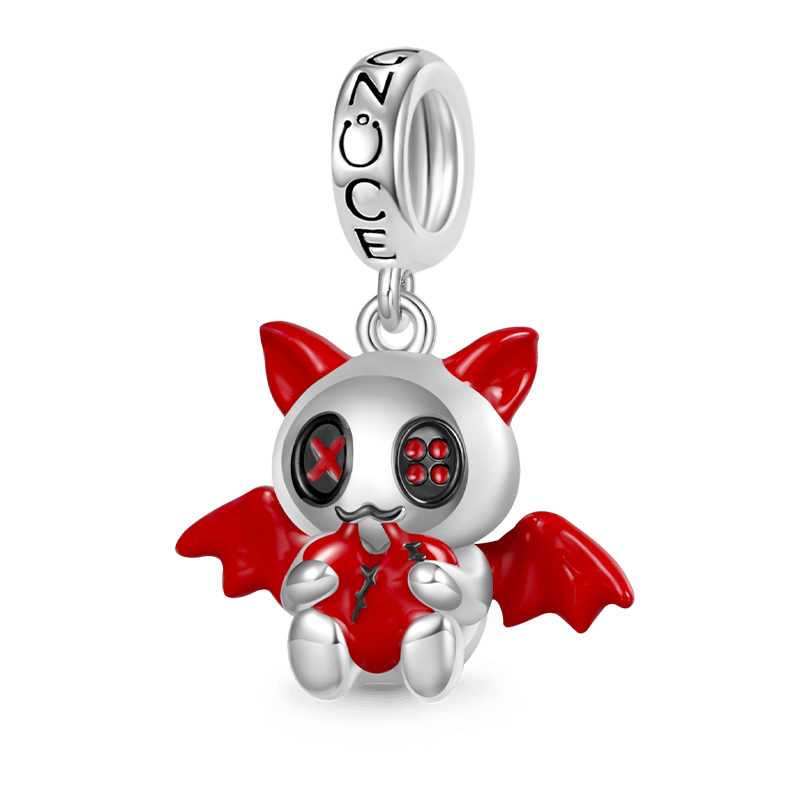 Gnoce Evil Bat Embraces Heart Charm Platinum-plated Silver Blend_1