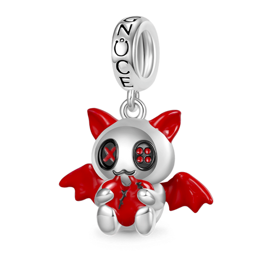Gnoce Evil Bat Embraces Heart Charm Platinum-plated Silver Blend_1