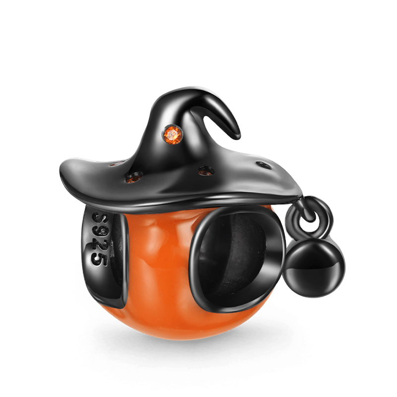 Gnoce Pumpkin Wearing a Wizard Hat Charm_3