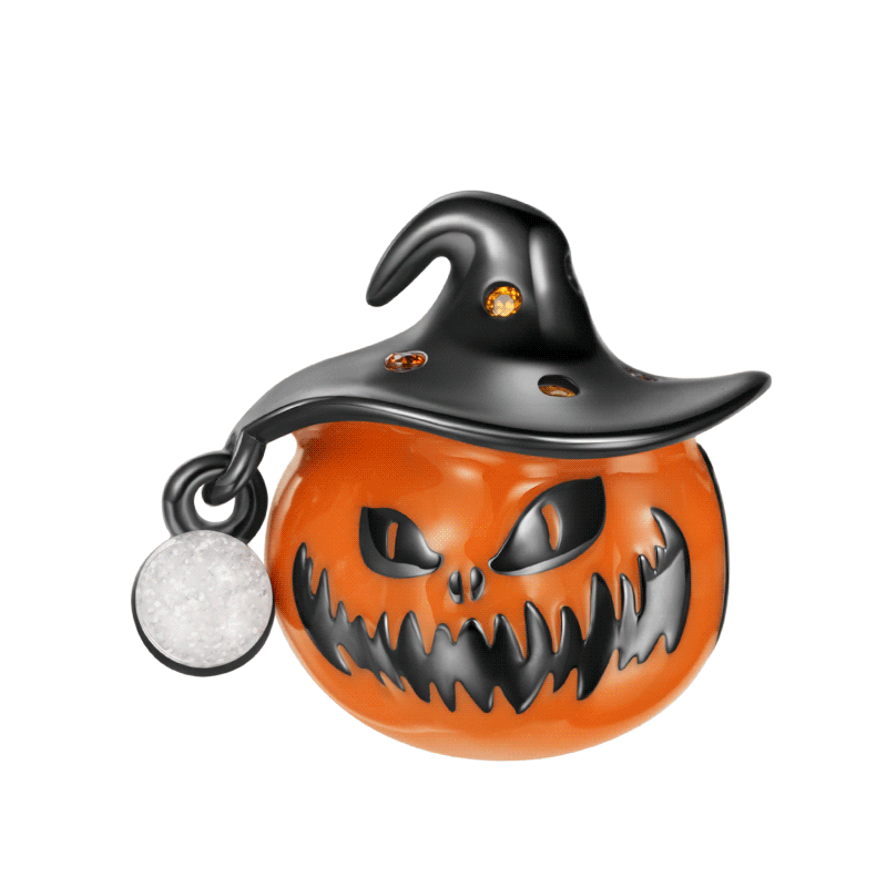 Gnoce Pumpkin Wearing a Wizard Hat Charm_1