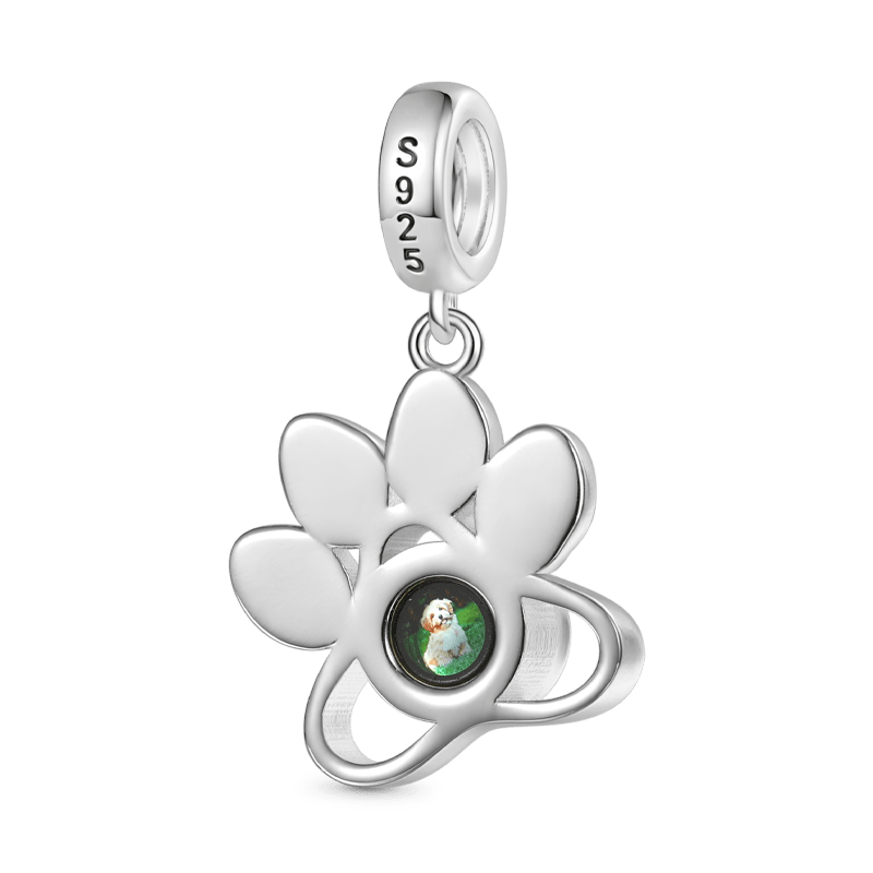 Gnoce Projection Pet Paw Personalized Photo Pendant Dangle Charm_3