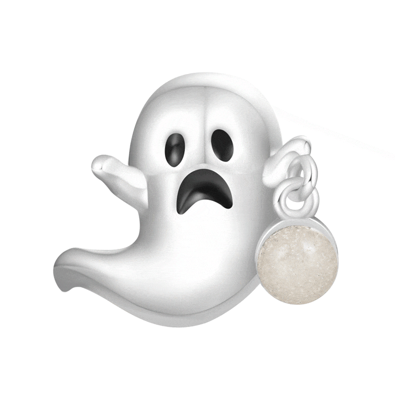 Gnoce Glow-in-the-Dark Ghost Charm Platinum-plated Silver Blend_1