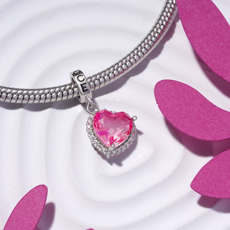 Gnoce Gradient Pink Heart-shaped Pendant Dangle Charm_3