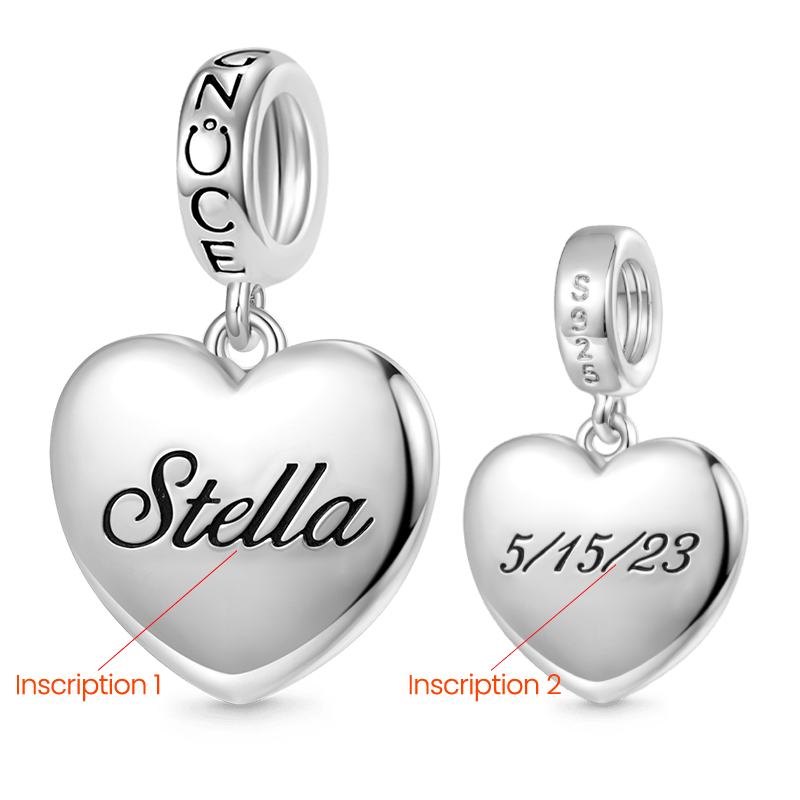 Gnoce Personalized Heart Charm Platinum-plated Silver Blend_2