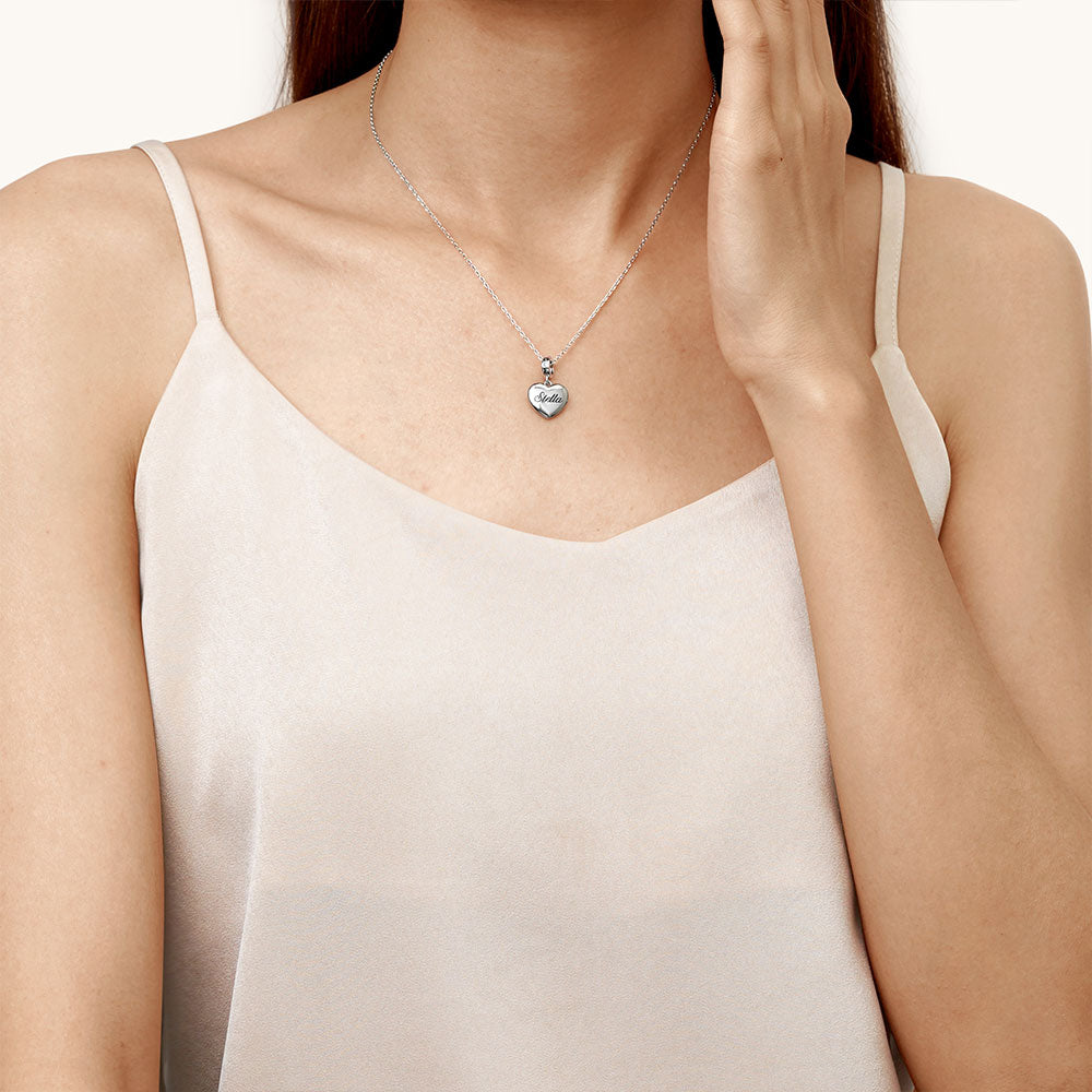 Gnoce Personalized Heart Charm Platinum-plated Silver Blend_6