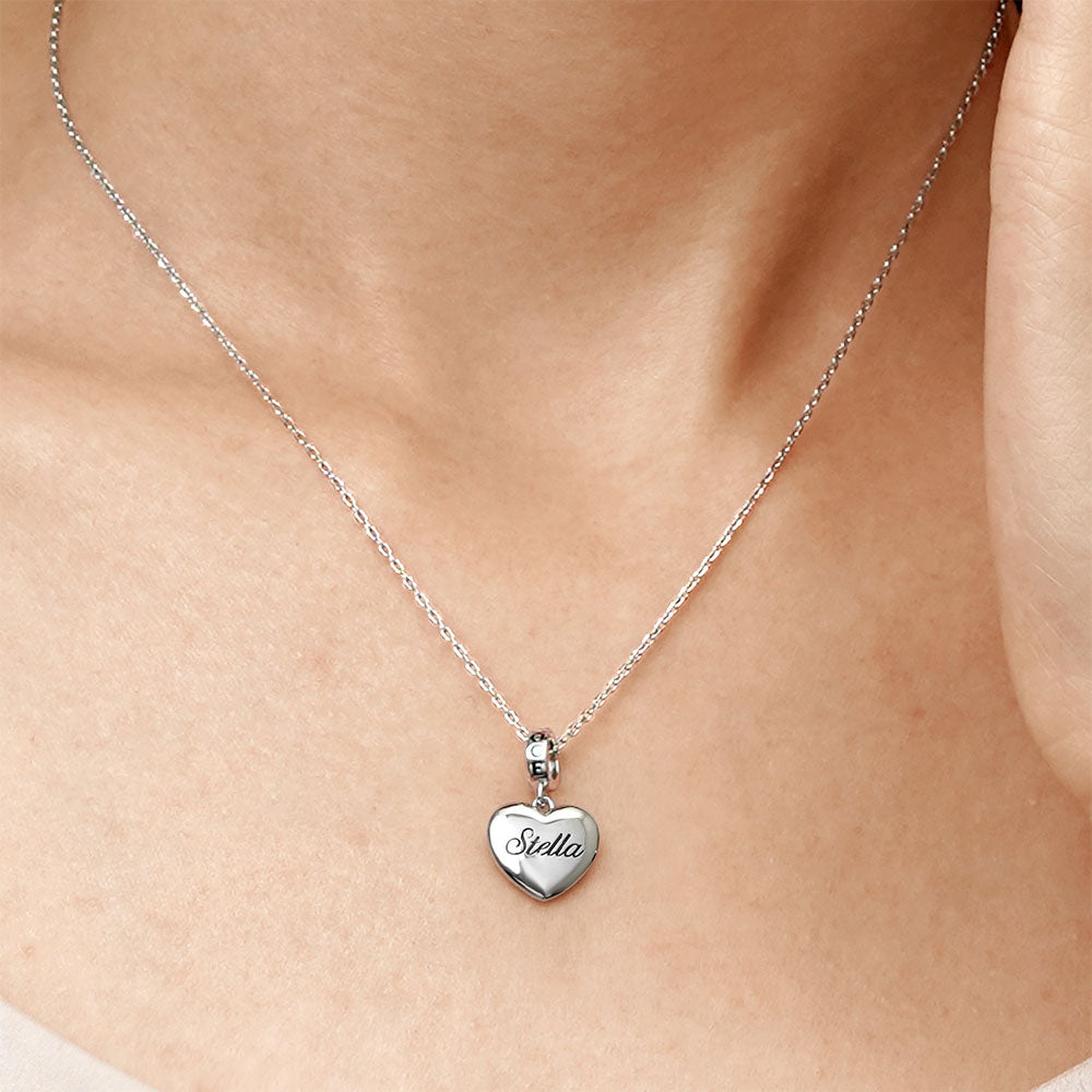 Gnoce Personalized Heart Charm Platinum-plated Silver Blend_7