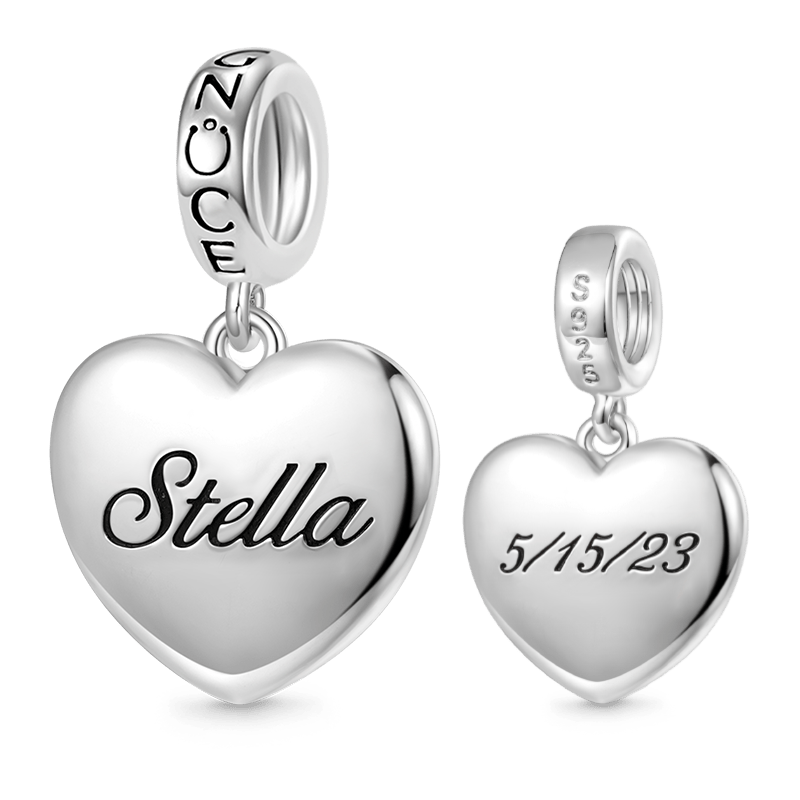 Gnoce Personalized Heart Charm Platinum-plated Silver Blend_1