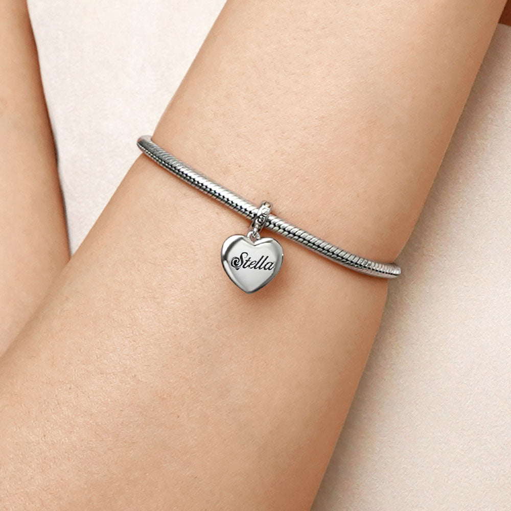 Gnoce Personalized Heart Charm Platinum-plated Silver Blend_5