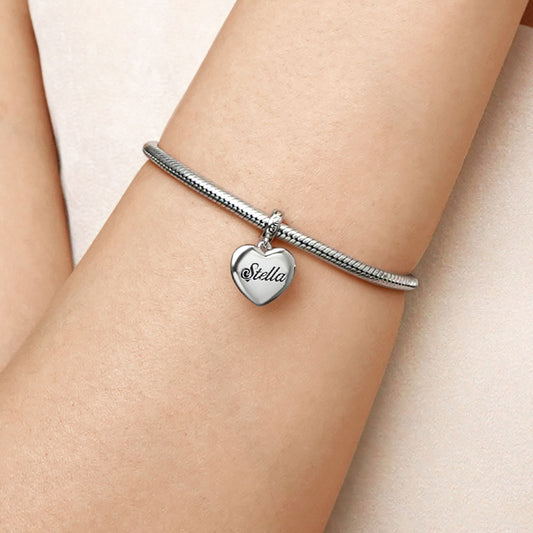 Gnoce Personalized Heart Charm Platinum-plated Silver Blend_5