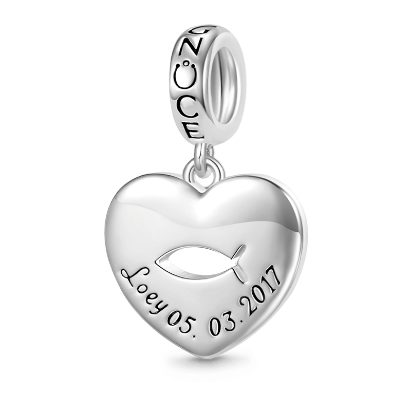 Gnoce Engravable Jesus Fish Birthday Name Pendant Dangle Charm_1