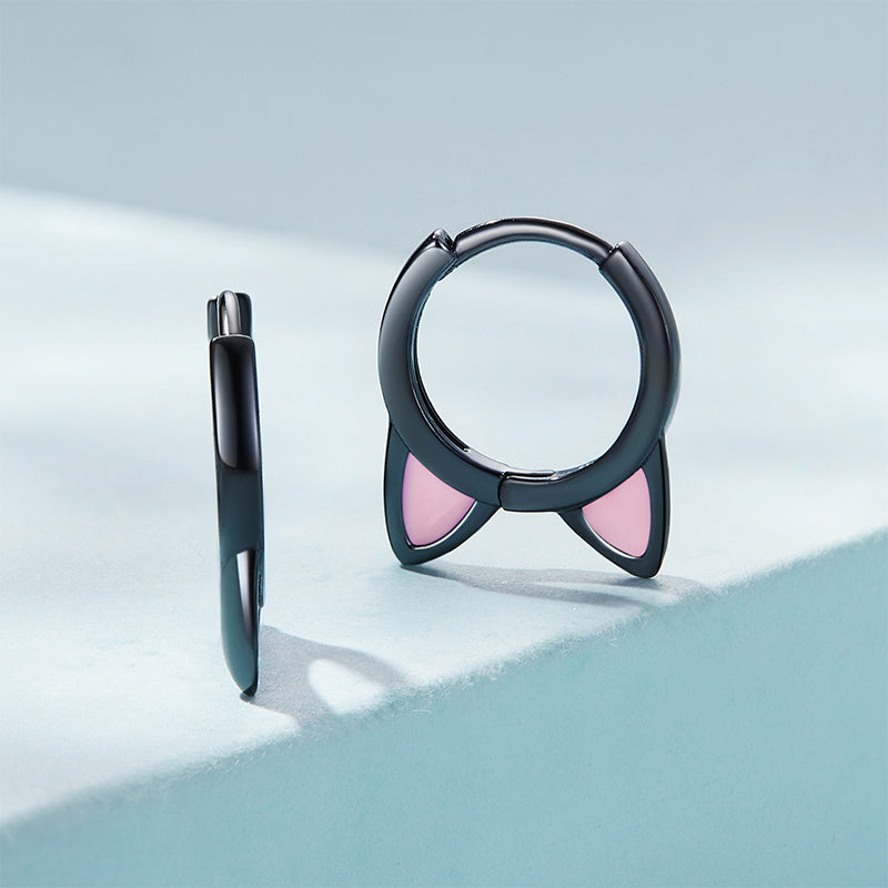 Gnoce Black Cat Ears Stud Earrings_2