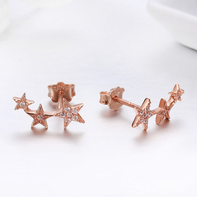 Gnoce 18K Rose Gold Star Stud Earrings_3