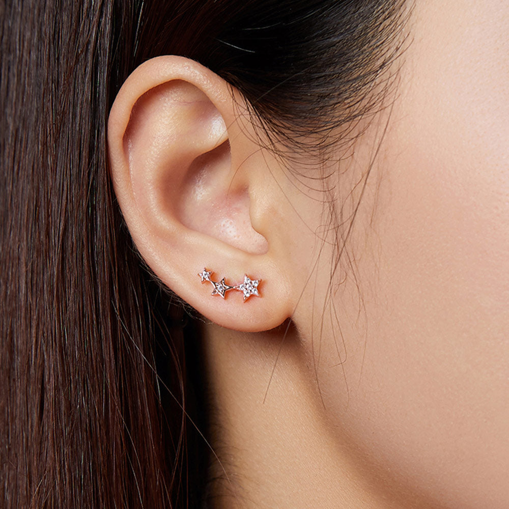 Gnoce 18K Rose Gold Star Stud Earrings_6