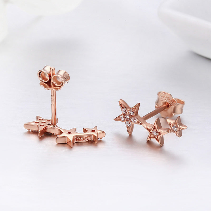 Gnoce 18K Rose Gold Star Stud Earrings_4