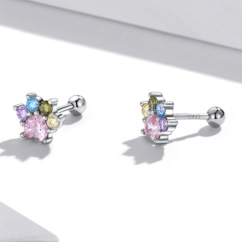 Gnoce Colorful Zircon Paw Earrings_2