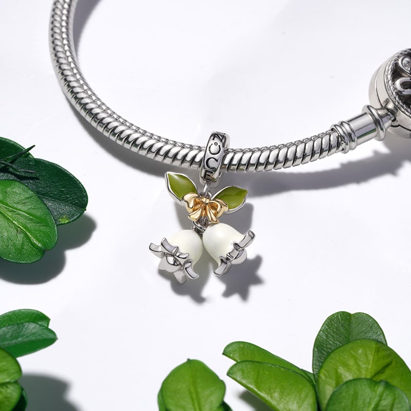 Gnoce Lily of the Valley Charm Platinum-plated Silver Blend_3