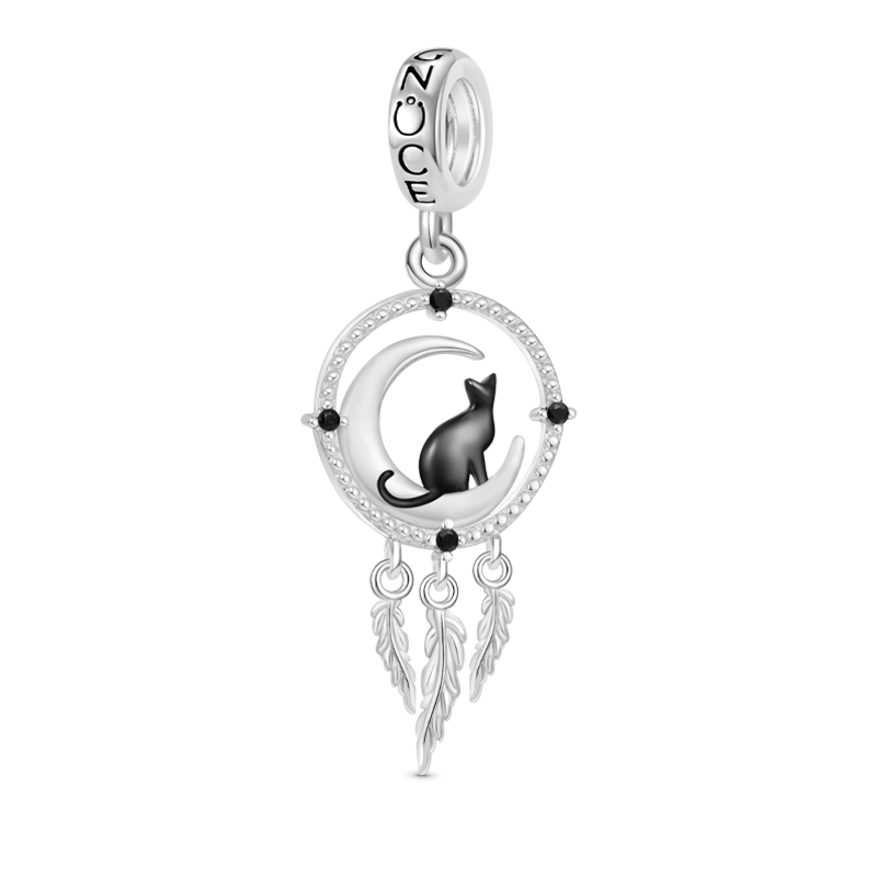 Gnoce Dream Catcher Black Cat Pendant Dangle Charm_1