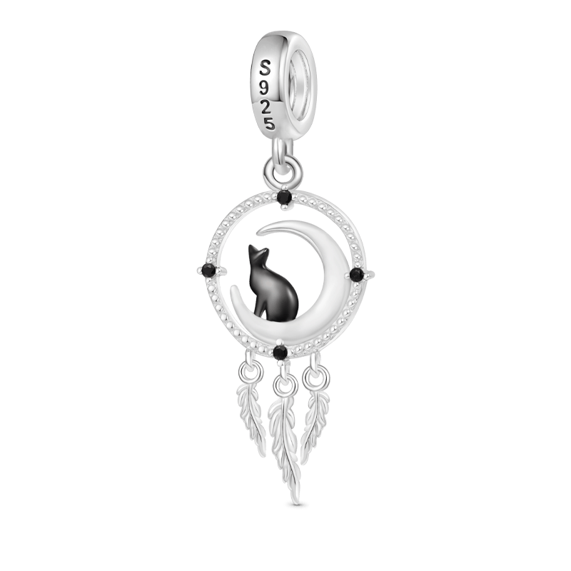 Gnoce Dream Catcher Black Cat Pendant Dangle Charm_2