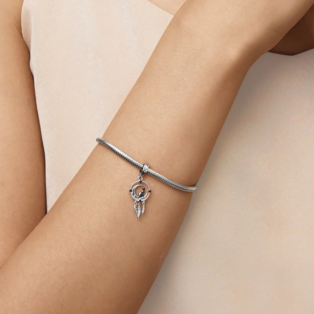 Gnoce Dream Catcher Black Cat Pendant Dangle Charm_7