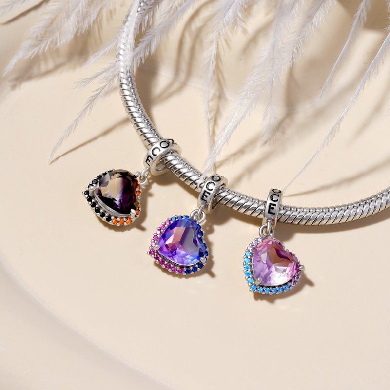 Gnoce Gradient Light Purple Heart-shaped Pendant Dangle Charm_3