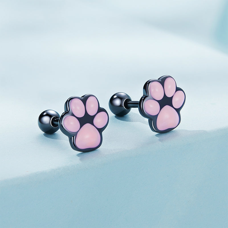 Gnoce Cute Cat Paw Stud Earrings_3