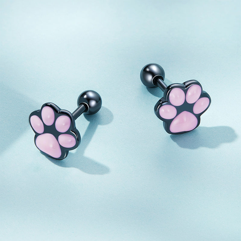 Gnoce Cute Cat Paw Stud Earrings_2