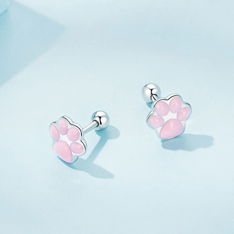 Gnoce Pink Cat Paw Earrings_3