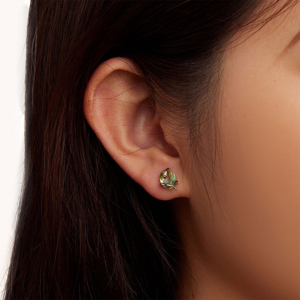 Gnoce Blue & Green Gradient Gemstone Snake Earrings_3