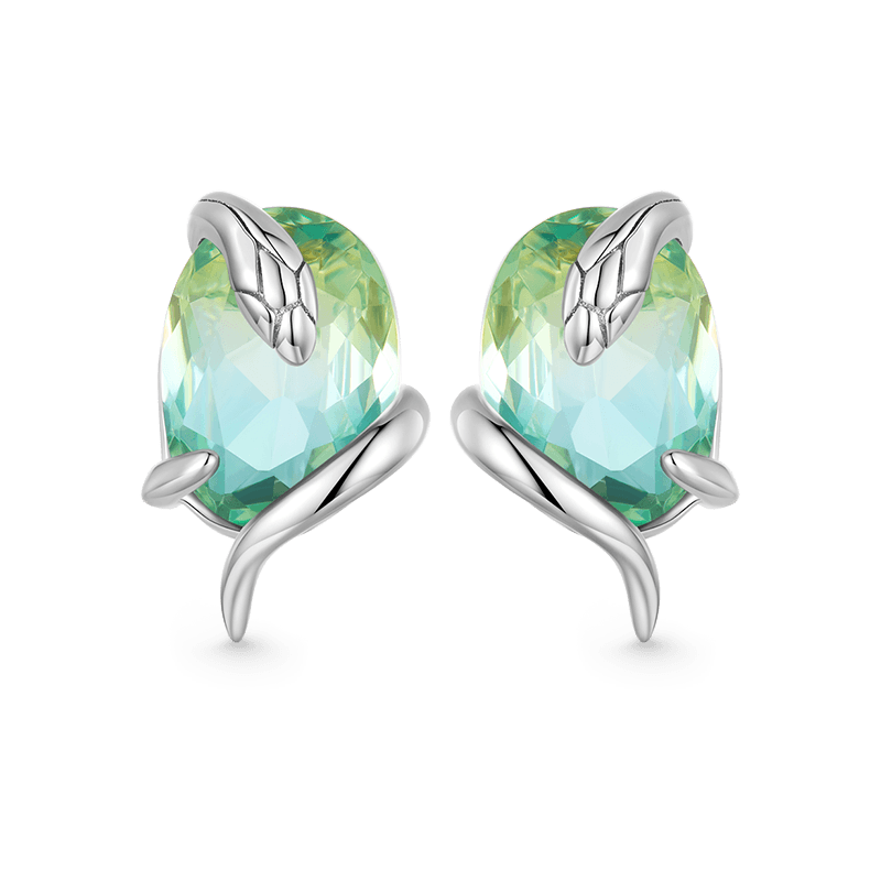 Gnoce Blue & Green Gradient Gemstone Snake Earrings_1