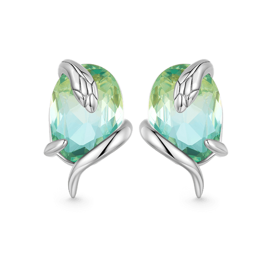 Gnoce Blue & Green Gradient Gemstone Snake Earrings_1