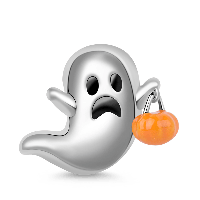 Gnoce Cute Ghost Pumpkin Lamp Charm Platinum-plated Silver Blend_1