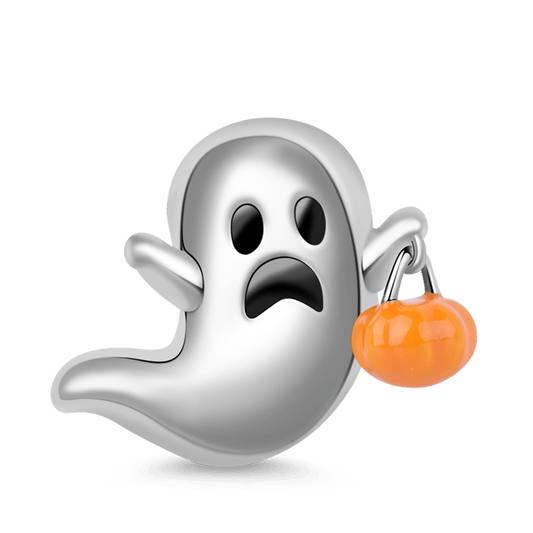 Gnoce Cute Ghost Pumpkin Lamp Charm Platinum-plated Silver Blend_1