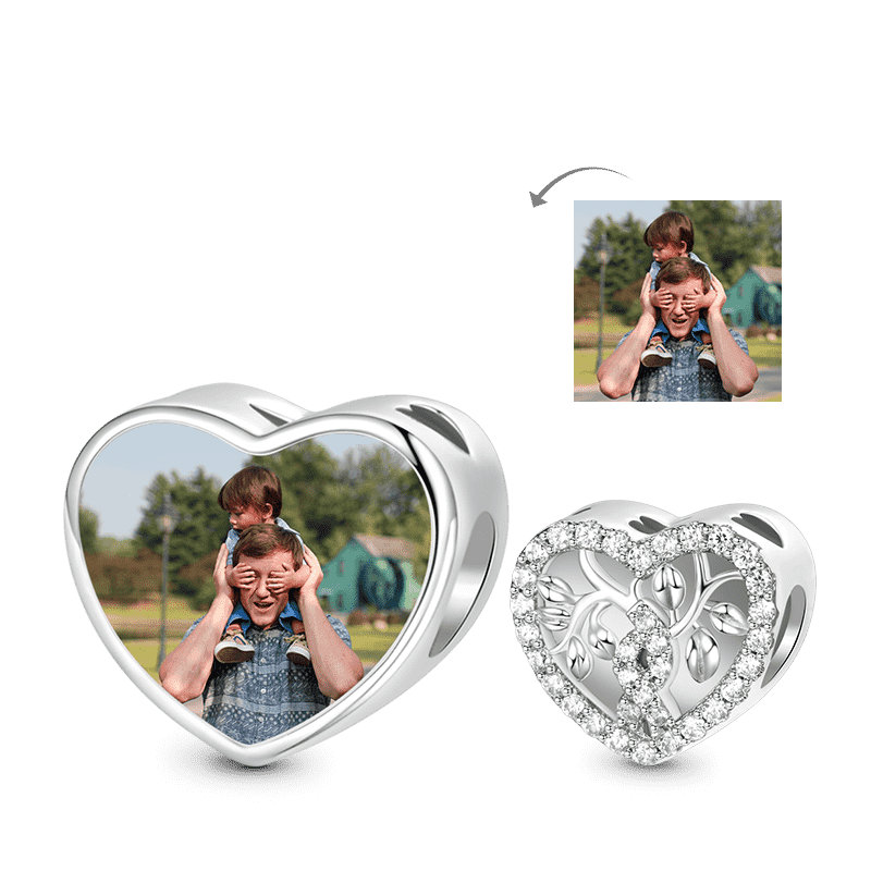 Gnoce Tree of Life Personalized Heart Charm Platinum-plated Silver Blend_1