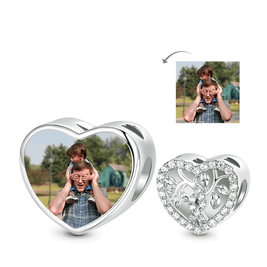 Gnoce Tree of Life Personalized Heart Charm Platinum-plated Silver Blend_1