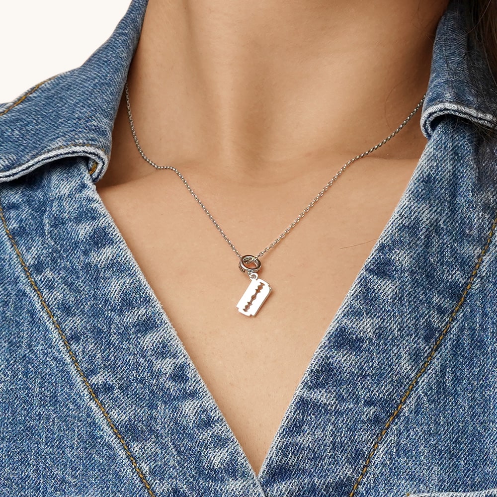 Gnoce Hip-hop Iced Razor Blade Pendant Dangle Charm_7