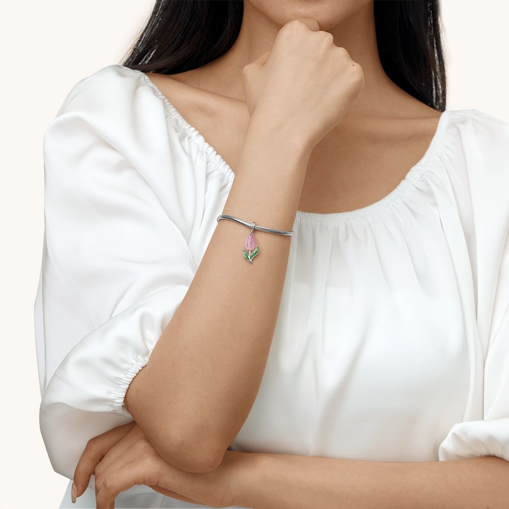 Gnoce Blooming Tulip Pendant Dangle Charm_4