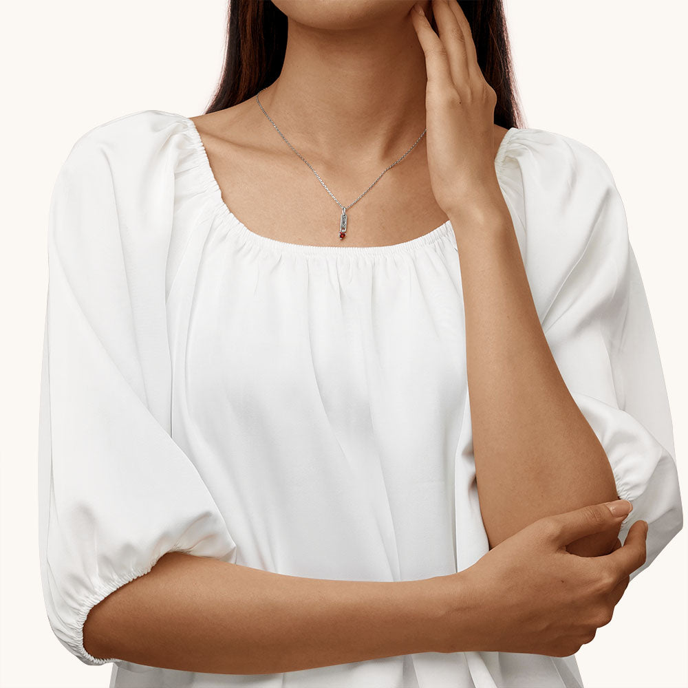 Gnoce Classic Bar Heart Birthstone Engravable Necklace_5