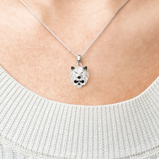 Gnoce Wolf Skull Necklace Platinum-plated Silver Blend_4