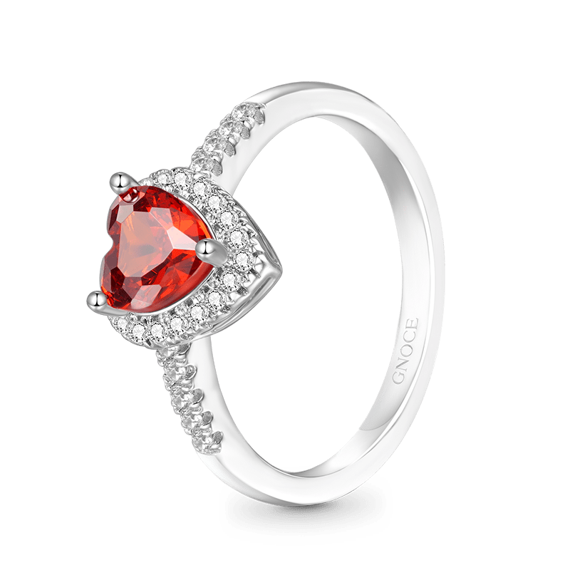 Gnoce Sparking Heart-shaped Birthstone Ring_3