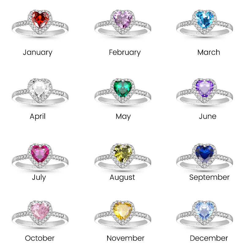 Gnoce Sparking Heart-shaped Birthstone Ring_7
