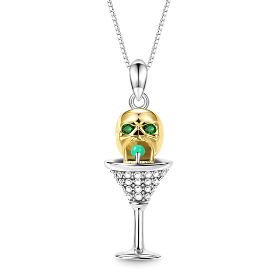 Gnoce Skull Martini Necklace Platinum-plated Silver Blend_1