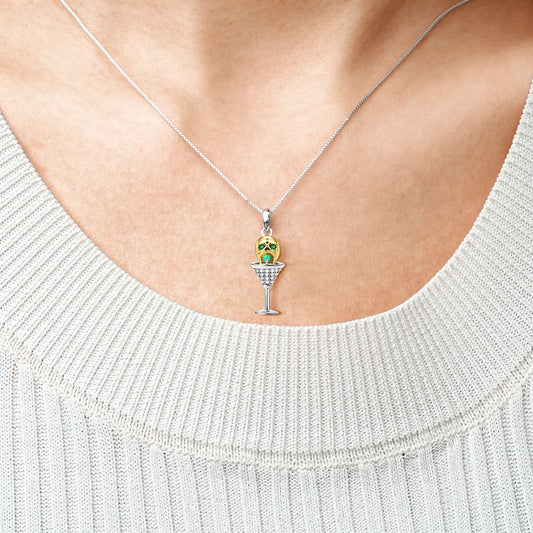 Gnoce Skull Martini Necklace Platinum-plated Silver Blend_4