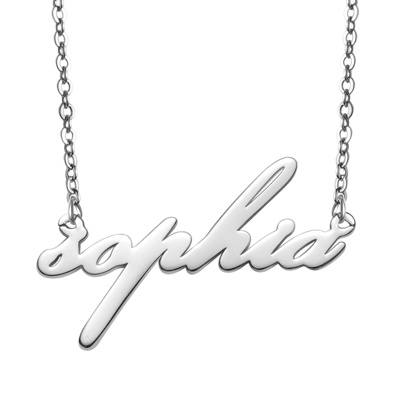 Gnoce "Love You Forever" Elegant Personalized Silver Color Name Necklace - Custom Made Any Name  "_1