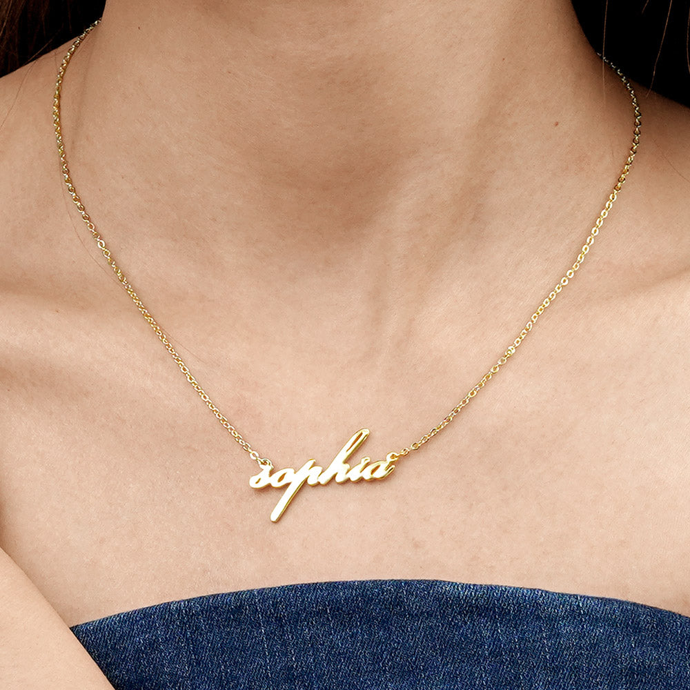 Gnoce "You Are The One in My Heart" Personalized Gold Color Name Necklace - Gift for Her "_4