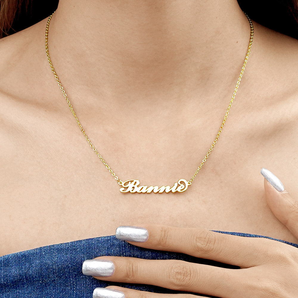 Gnoce "Special Gift for the One I Love" Personalized Carrie Gold Name Necklace_4